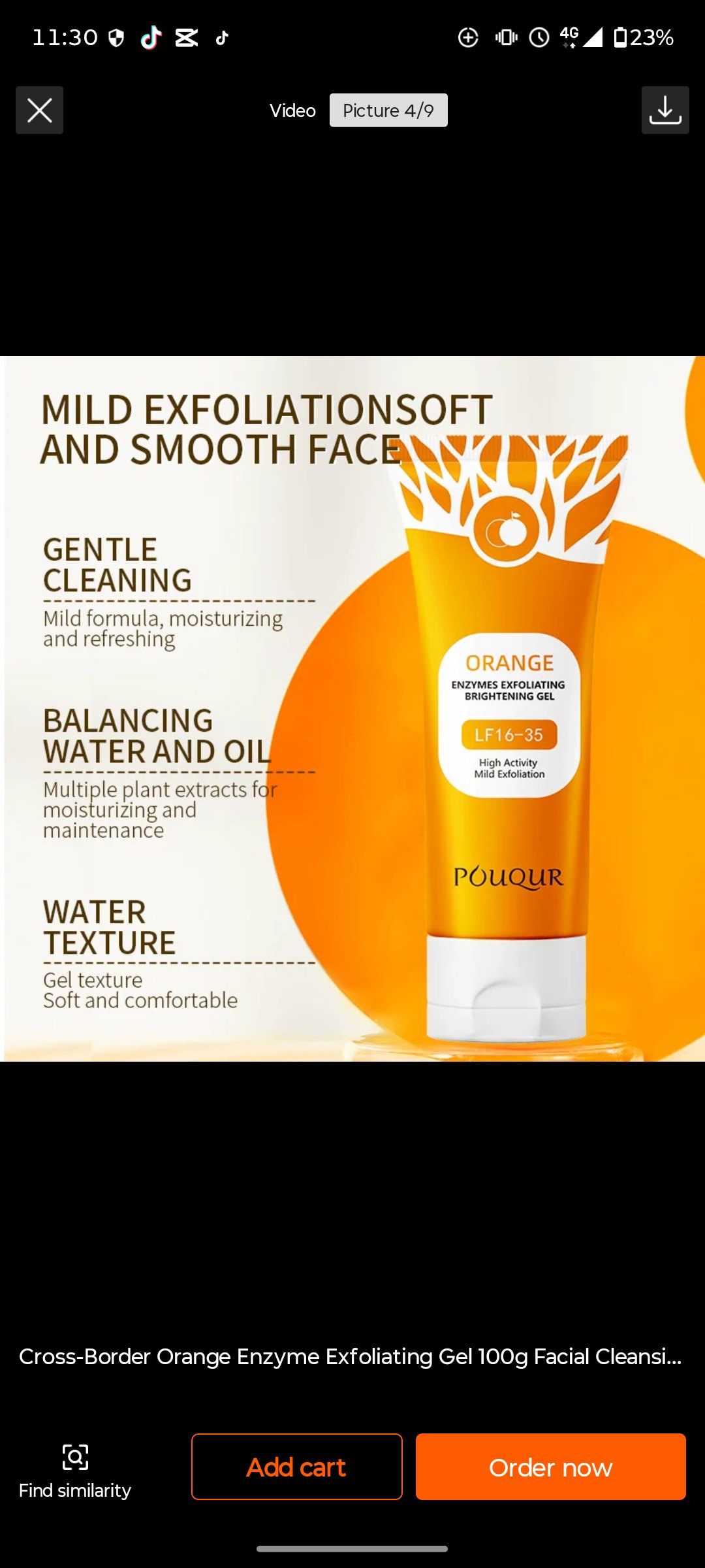 Orange exfoliating gel