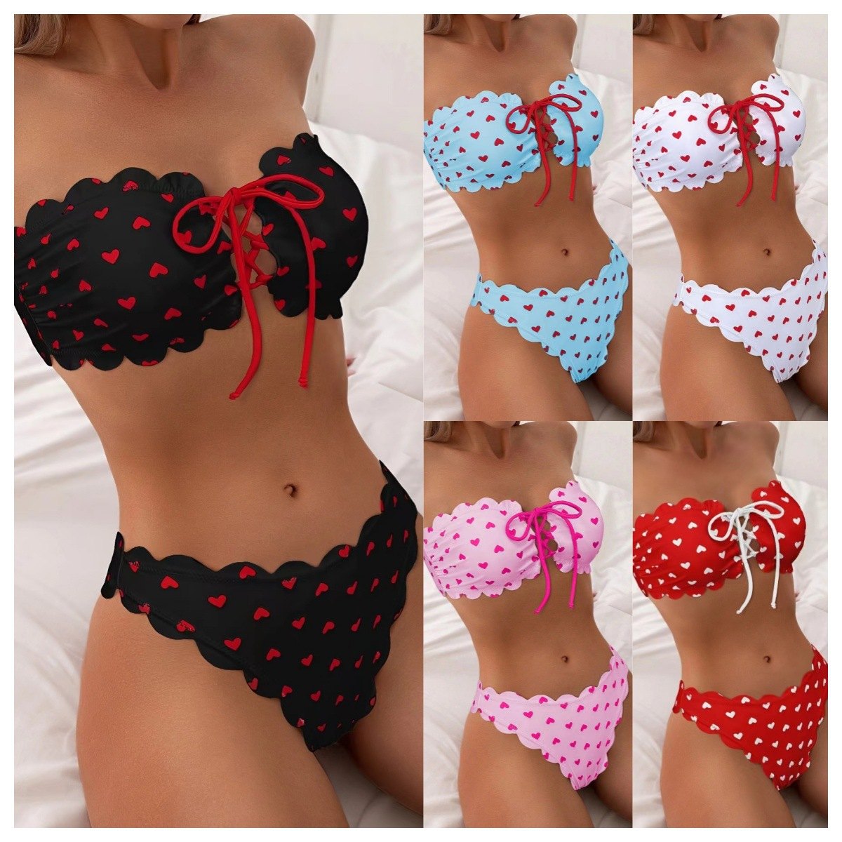 Balfson tube-top bikini with tie-up drawstring