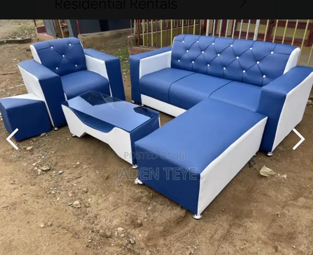 Blue and white sofa set